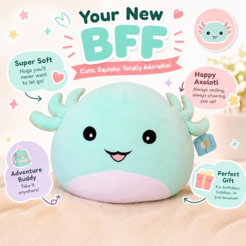 Image of Jumbo Axolotl Plush Pillow Toy - 29 Inch Large Squishy Giant XXL Stuffed