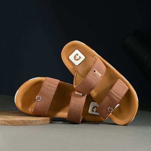 Image of DOCTOR HEALTH SUPER SOFT Men's Double Strap Casual Slides | Lightweight Cushioned EVA Slippers | Anti-Slip Comfortable Open Toe Sandals for Indoor Outdoor Everyday Wear