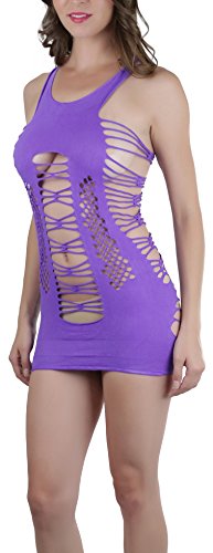 Image of ToBeInStyle Women's Stretch See Through Fishnet Novelty Mini Rave Party Dress