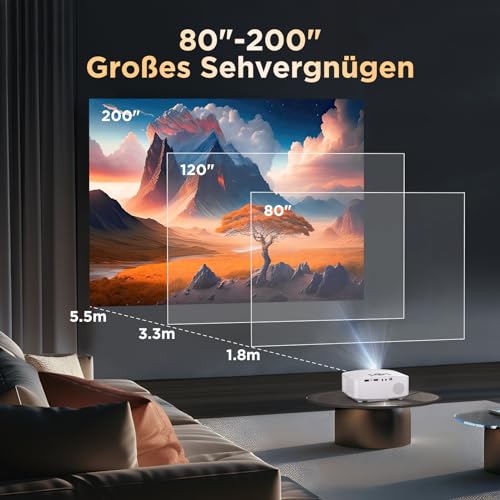 Beamer, 5G WiFi mini-beamer, 9500 lumen, beamer, Full HD 1080p ondersteund, Giaomar led-videobeamer, thuisbioscoop/outdoor, compatibel met tv-stick/smartphone/laptop/tv-stick/USB/HDMI-beamer, mobiele - Image 8