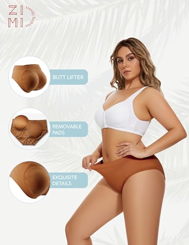 Image of Zimi Collection Butt Lifter Panties Underwear for Women with Removable Pads Seamless Booty Pads Hip Enhancer Panty