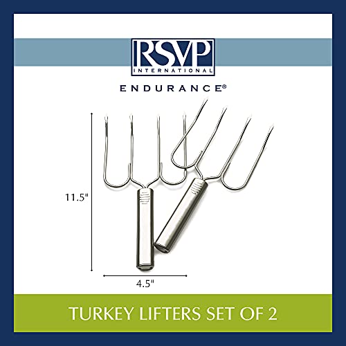 Rsvp International Endurance® Stainless Steel Turkey & Roast Lifters, Set Of 2 | Transfer Turkey Or Ham Easily | Long Handles For Strong Grip | Dishwasher Safe | Great For Thanksgiving #TOP5