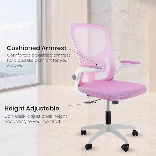 Image of Casa Copenhagen Pink White | Mid Back Imported Mesh Fabric Boss Office Chair | Y Design Ergonomic Back Support | 2D Aero Design Adjustable Armrests | Synchro Tilt Lock Mechanism