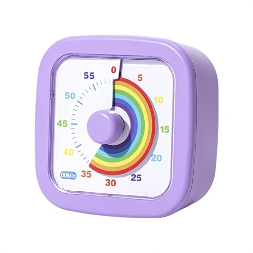 Kids Visual Timer Cute Rainbow - 60 Minute Countdown Timer Time Management for Kids and Adults Timer for Cooking Classroom Meeting (Purple)