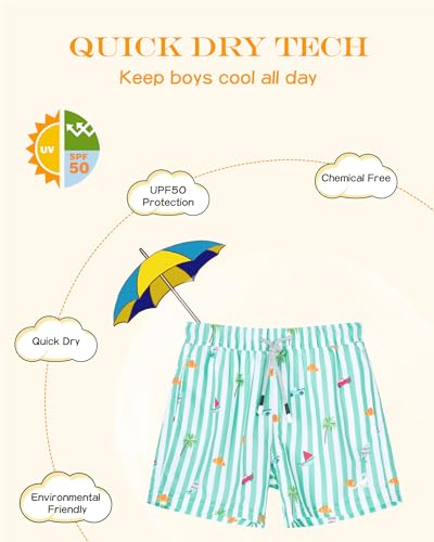 Image of SURF CUZ Surfcuz Little Boys Swim Trunks UPF 50+ Toddler Beach Shorts Swimsuit Kids Quick Dry Swimwear
