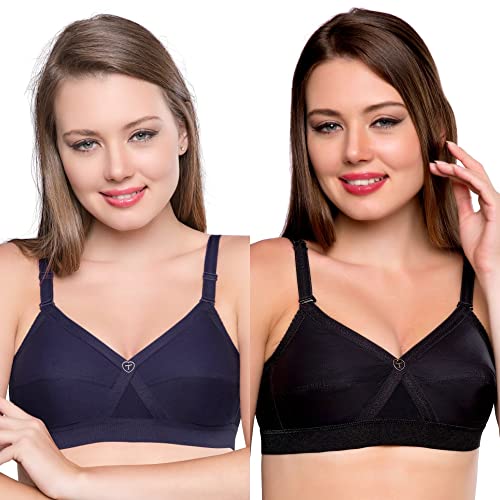 Image of TRYLO KPL Women's Cotton Non-Padded Bra Black /Black Currant /Butter SCOT /Coral /MARUN /Rasberry /Rose Gold /Nude /Sapphire /Skin /White 30 to 40 Available Cups C to I