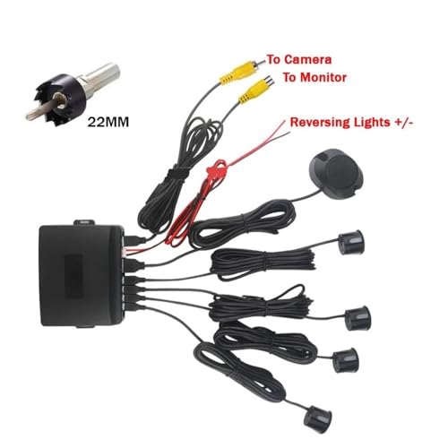 Radar de marcha atrás inalámbrico para coche, sensor de aparcamiento visible, kit de detector de radar de asistencia de video de 5 pulgadas, monitor TFT con cámara de visión trasera, radar de marcha