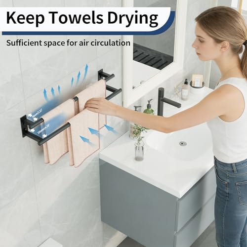 Toallero para baño o cocina de 60 cm Mooche negro en acero inoxidable 6