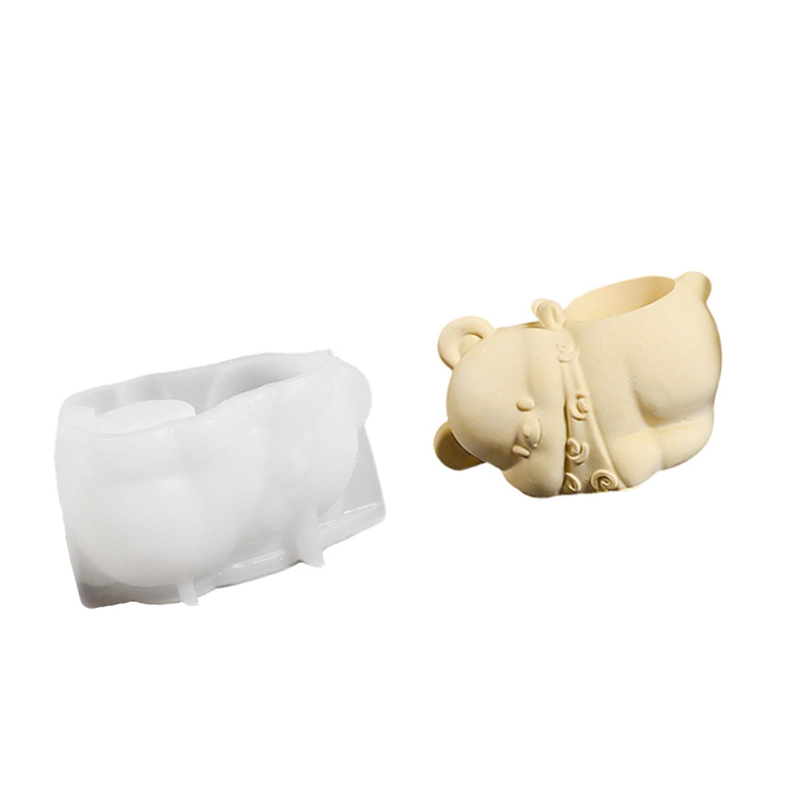 Jazuaiao Bear Shape Silicone Molds for Making Cup Pencil Holder Gypsum Flowerpots Storage Container Resin Casting Elastomer Molds for