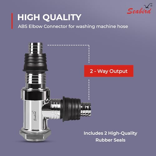 Image of SEABIRD ABS T-Shape Connector with Round Shape SS Grating for Bathroom Drainage, Wash Basin Outlet & Kitchen Waste Pipe | Heavy Duty Rust Resistant Plumbing Fitting
