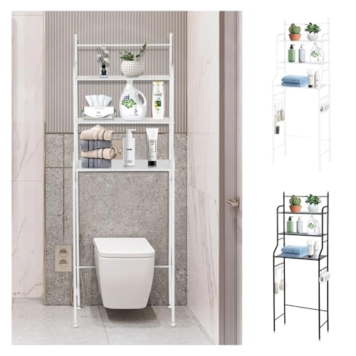 WODFARR - Mueble de baño, columna de inodoro, mueble de baño, 3 filas, estante de baño, WC (165 x 55 x 26 cm), color blanco