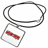 3dRose Necklace With Rectangle Pendant - Red Firetruck Designs Kids Stuff