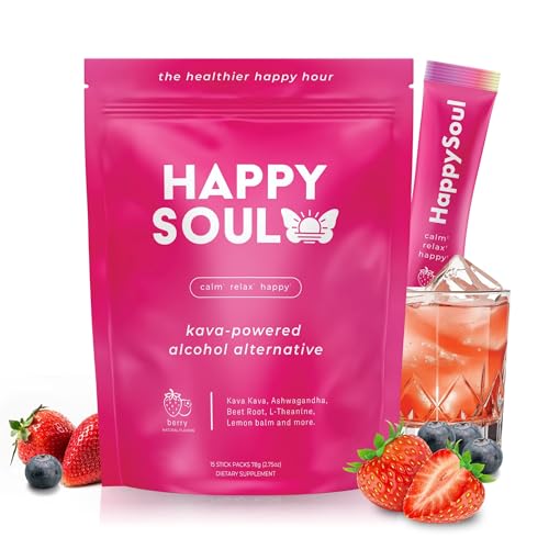 HappySoul Kava Drink Mix Powder, Alcohol Alternative, Promotes Super Calm Mood, Drink Mix for...