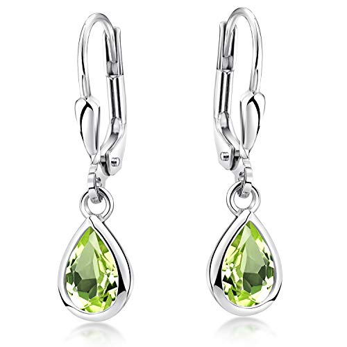 Materia Damen Ohrringe Edelstein - Peridot Stein 925 Sterling Silber grün...