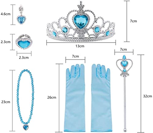 Vicloon Elsa Handschoenen Kits, Elsa Kostuum Set van 9, Inclusief Elsa Handschoenen, Upgrade Prinses Tiara Braid, Toverstaf en Elsa Kroon Jurk Meisjes voor Feest Kerstmis Carnaval Party Halloween Verjaardagsfeest - Image 6