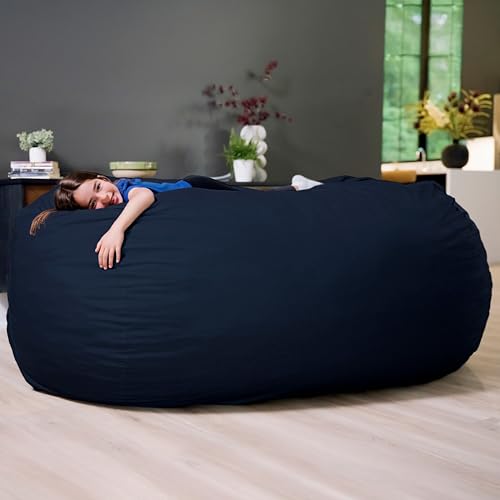 Image of Big Joe Fuf 8Ft Giant Foam Bean Bag Chair, Oversized Couch with Removable Cover for Kids, Teens, Adults, Cobalt Lenox, Durable Woven Polyester, 8 Foot