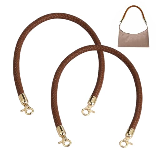 2 piezas Asas de Cuero de Repuesto para Bolso(marrón, 60 cm), asa con llavero pequeño, correa de hombro de repuesto, correa de bolso DIY con hebillas