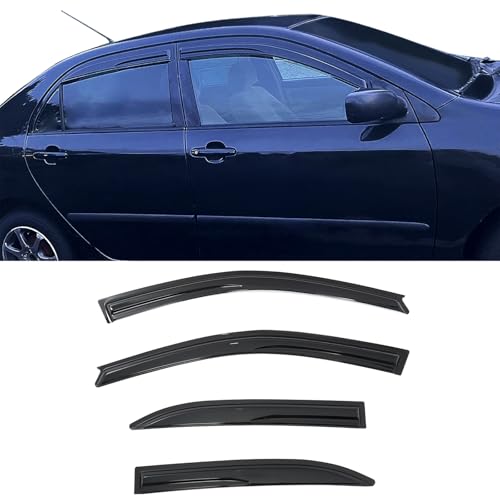 Ventana Visera Para 2003 – 2008 Toyota Corolla | MU estilo acrílico humo Tinted & semitransparente sol lluvia sombra Guardia respiradero Deflector de aire por Ikon Motorsports | 2004 2005 2006 2007