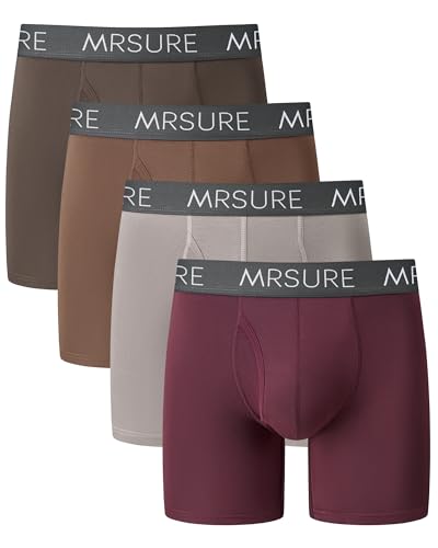 MrSure Men's Underwear Boxer Briefs Multipack with Breathable Moisture-Wicking Comfort and Assorted Colors (4 Pack)