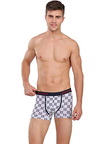 Image of Jockey US63 Men's Super Combed Cotton Elastane Stretch Printed Trunk with Ultrasoft Waistband (Prints May Vary)