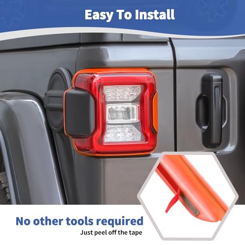 JOSHELA for Jeep JL Tail Lights Cover Frame Trim Fit for Jeep Wrangler JL JLU 2018-Present Orange Exterior Accessories 4pcs by JOSHELA - Image 6