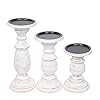 Samhita Set of 3 Wood Candle Holders – Hand Carved Decorative Candle Holder for Living Room or Table Centerpiece