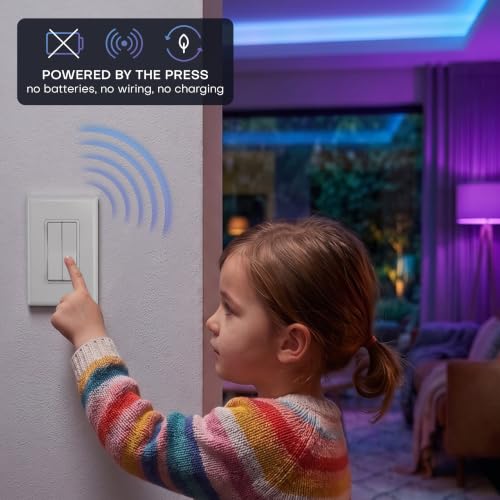 Image of RunLessWire Click for Hue Battery-Free Wireless Smart Switch 3 Pack Gray | Dimmable Kinetic Switch Pairs Natively to Philips Hue Bridge, 4 Programmable Buttons to Control Scenes & Areas, 100ft Range