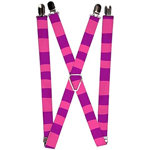 Buckle-Down Men's Suspenders - Cheshire Cat Stripe Pink/Purple Suspenders, Multi, One Size UK Cover
