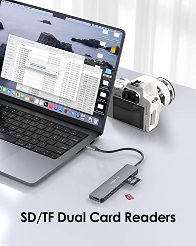 LENTION-USB-C-Hub-with-100W-Charging-4K-HDMI-Dual-Card-Reader-USB-30-20-Compatible-2022-2016-MacBook-Pro-New-Mac-AirSurface-Chromebook-More-Stable-Driver-Adapter-CB-CE18-Space-Gray