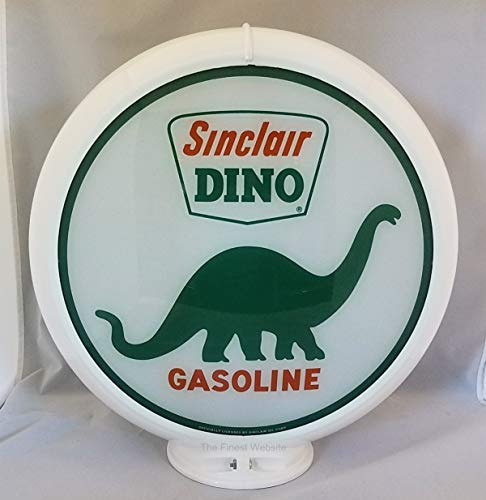 Image of New Reproduction Sinclair Dino Gas Pump Globe Already Assembled - White Frame - Ships Free Next Business Day to Lower 48 States