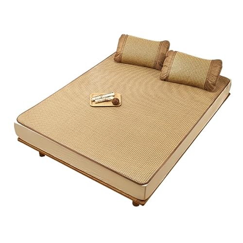 Cubrecolchón de bambú de verano, antideslizante, para dormir, plegable, suave, 2 x 2 m, alfombra de ratán para dormitorio y sala de estar