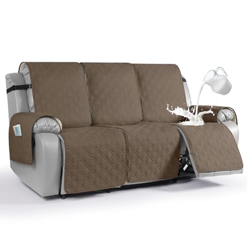 Image of VANSOFY Waterproof Recliner Couch Covers Washable, Brown,3 Seater | 1-Piece, Non-Slip with Elastic Straps, Sofa Cover with Pocket for Dogs, Pets