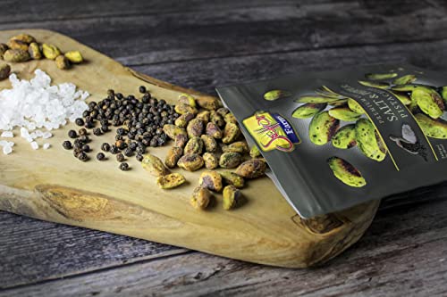 Image of Setton Farms Naturally Seasoned Pistachio Kernels, Salt and Pepper, No Shell Pistachios, Certified Non-GMO, Gluten Free, Vegan and Kosher, 5 oz Resealable Pouch