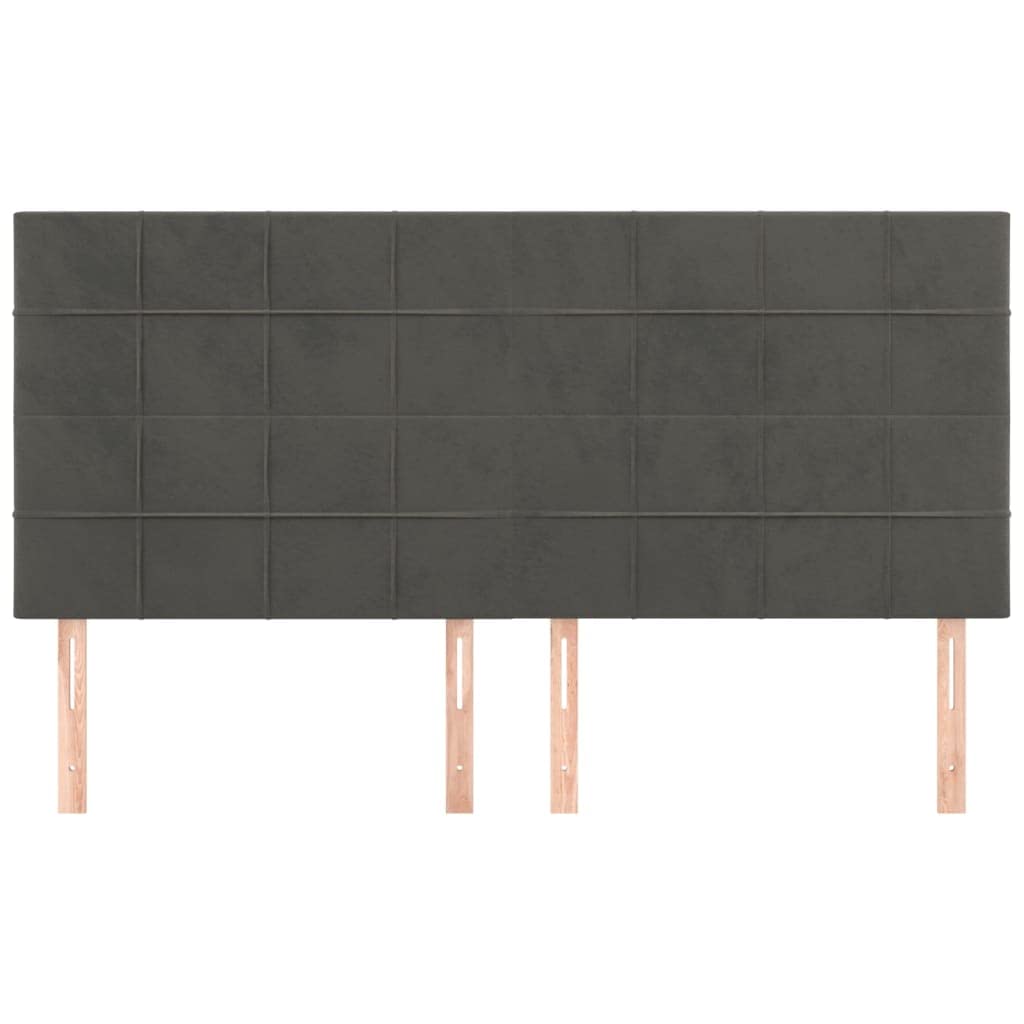 vidaXL Tête de Lit Meubles de Chambre à Coucher Accessoires de Lit Simple Têtes de Cadre de Lit Intérieur Gris Foncé 200x5x118/128 cm Velours