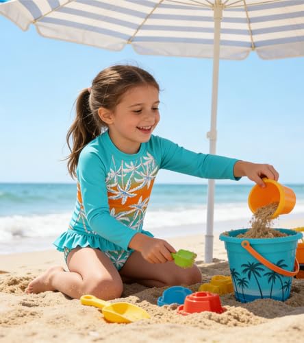 Image of UNIFACO Toddler Girls Swimsuit Rashguard Set Summer Beach Breathable Tankini with UPF 50+ Sun Protection 2-8T