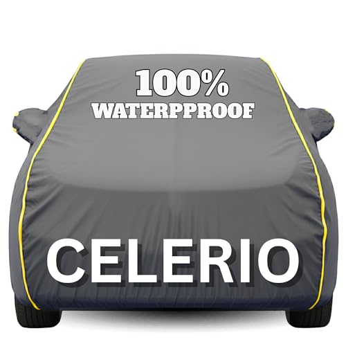 Image of Waterproof Car Body Cover - 100% Water Proof Custom Fit New Car Covers, Outdoor Full Protecting Cover for Celerio (All Models) with Free Storage Bag - UV, Rain & Dust, All Weather Protection