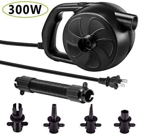 Lihebcen 300W High Pressure Electric Air Pump, with 5 Nozzles, Suitable for Air Mattresses, Pools, Air Sofas, Bathtub, Water Beds, Air Boat, Pool Toys and Swimming Ring