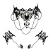 Daimay Gotisch Choker Halskette Armbänder Schmuck 3 PCS Halsband Ketten Victorian Steampunk Retro Zahnräder Spitze Vampir Slave Armband für Halloween Ostern Lolita Spitze Schwarz Geschenk- Stil 4