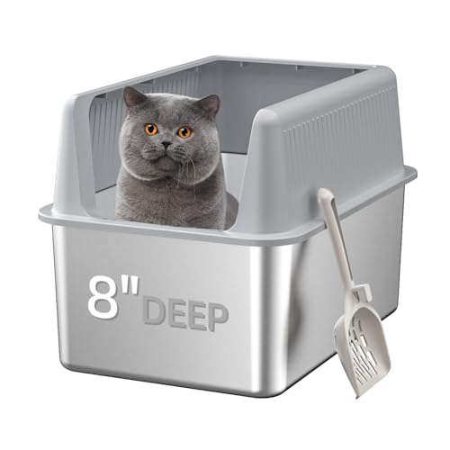 Arenero para gato de acero inoxidable XL con tapa miniatura 1