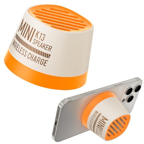 Magnetic Bluetooth Speaker, Wireless Charger Station, Portable Mini Speaker with Wireless Charger & Phone Stand, Bluetooth Speakers for Kitche, Refrigerator, Anything Magnet, Gifts