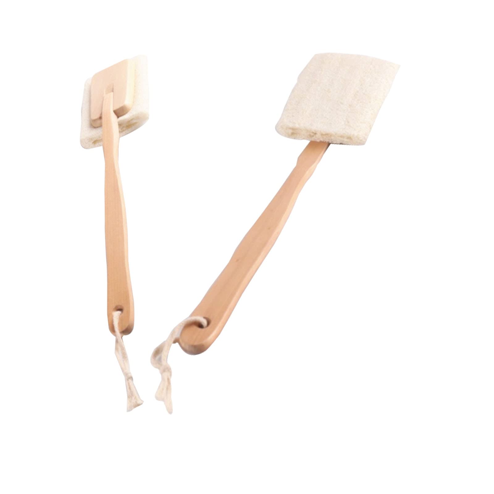 All-Natural Loofah Body Brush, Natural Exfoliating Loofah luffa with Long Wooden Handle Back Brush for Body Shower Bath Spa Scrubber