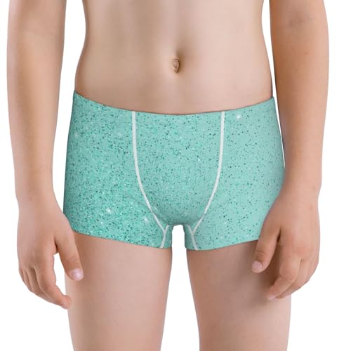 Boys' Cotton Boxer Brief Soft Underwear-Teal Turquoise Glitter