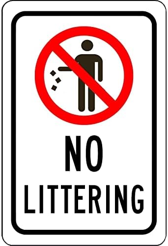 CAEJCCL No Littering Metal Tin Sign Warning Sign Safety Signs Aluminum Sign for Home Outdoor Garden 8x12 Inches