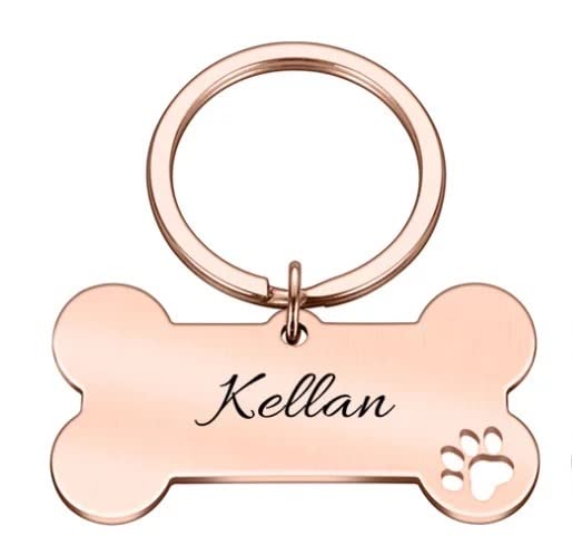 Personalisiert Hundemarke Knochen Haustier ID Tag Pet Tags mit Pfoten aus Edelstahl mit Gravur für sehr kleine Hunde und Katzen oder Welpen Adressanhänger inkl. Schlüsselring | beidseitig GRAVIERT