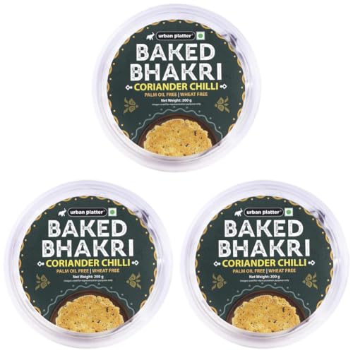 Image of urban platter Baked Coriander Chilli Bhakri, 200gm (Wheat Free, Traditional Gujarati Snack) (Pack of 3)
