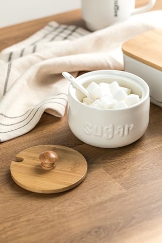 Lyeoboh SUGAR BOWL With Lid And Spoon,17 Oz Sugar Jar, Ceramic Jar With Lid, Sugar Container For Coffee Bar, Sugar Bowls thumb #4