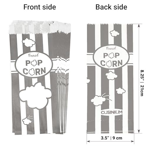 Image of CUSINIUM 1oz Gray Paper Popcorn Bags (100-pack) - Carnival Theme - Customizable