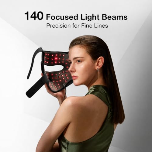 Image of JOVS Red Light Therapy Mask for Face, LED Light Therapy Mask with 4D Laser & FPT Narrow-Beam Technology, 6x More Powerful than LED, 660 /850 /940 /1064nm for Precision Anti-Wrinkle,Black