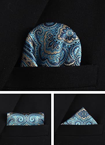 Image of Paisley Floral Mens Tie Formal Necktie Pocket Squares Ties Clips Cufflinks Classic for Men Set