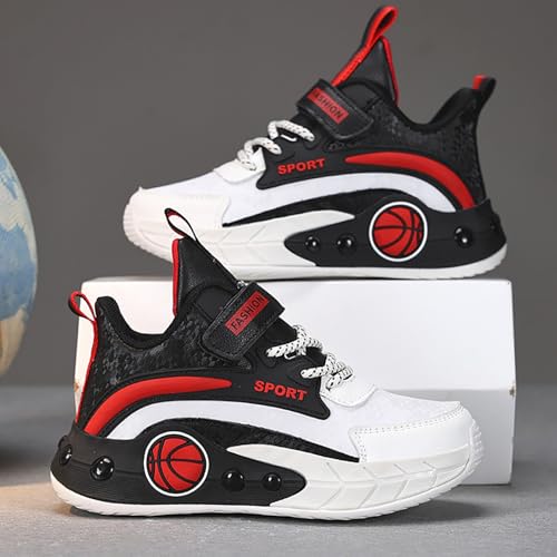 Childrens Boys Basketball Sneakers High Top Non Slip Padded Lace Sport Shoes Kids Flat Strap Breathable Sneakers3